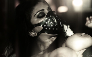 Steampunk flavored vid with busty punk whore in mask