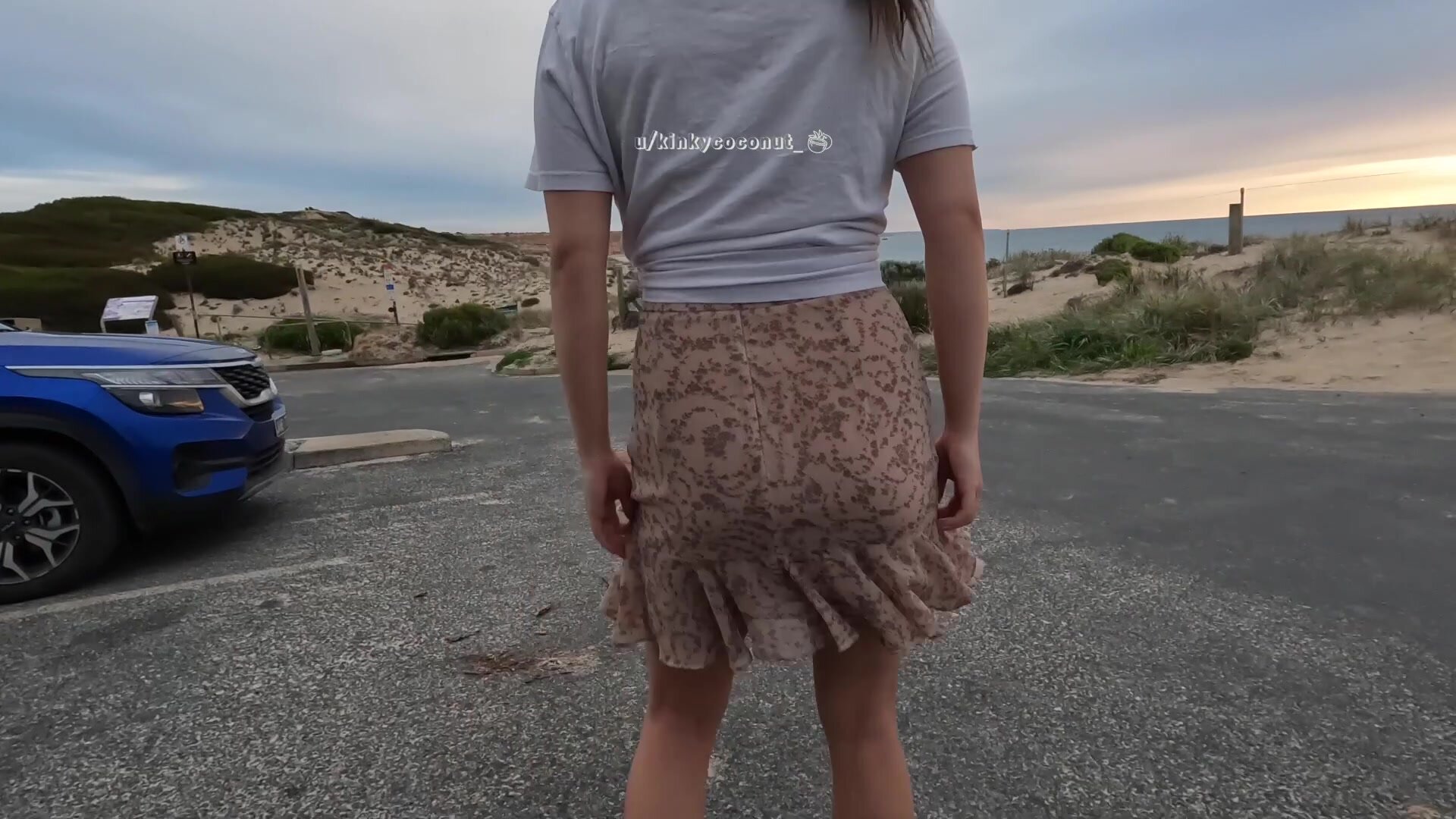 Flashing my ass on the parking lot