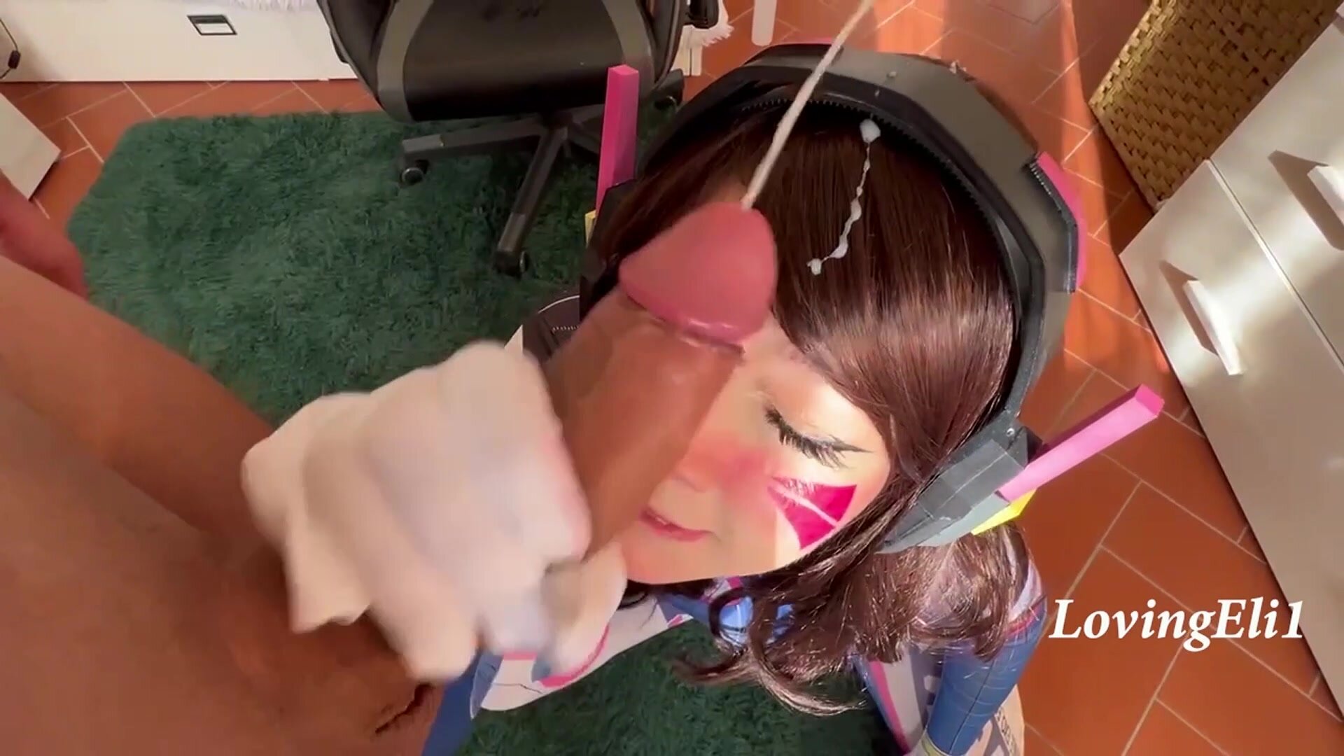 DVA cosplay cumshots on mi face and hair