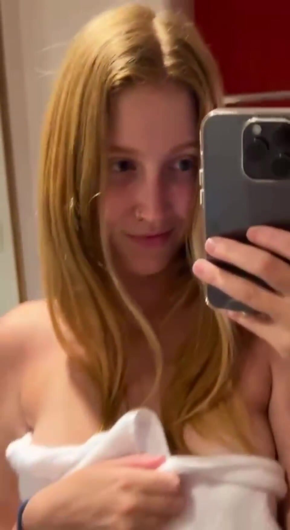 Cutie ginger showing cute titties to make you really hard