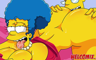 Cartoon MILF Marge Simpsons gets her anus rammed till splashing creampie