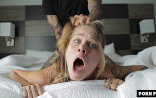 Tattooed girl gets her pussy fingered and fucked by dominant BF