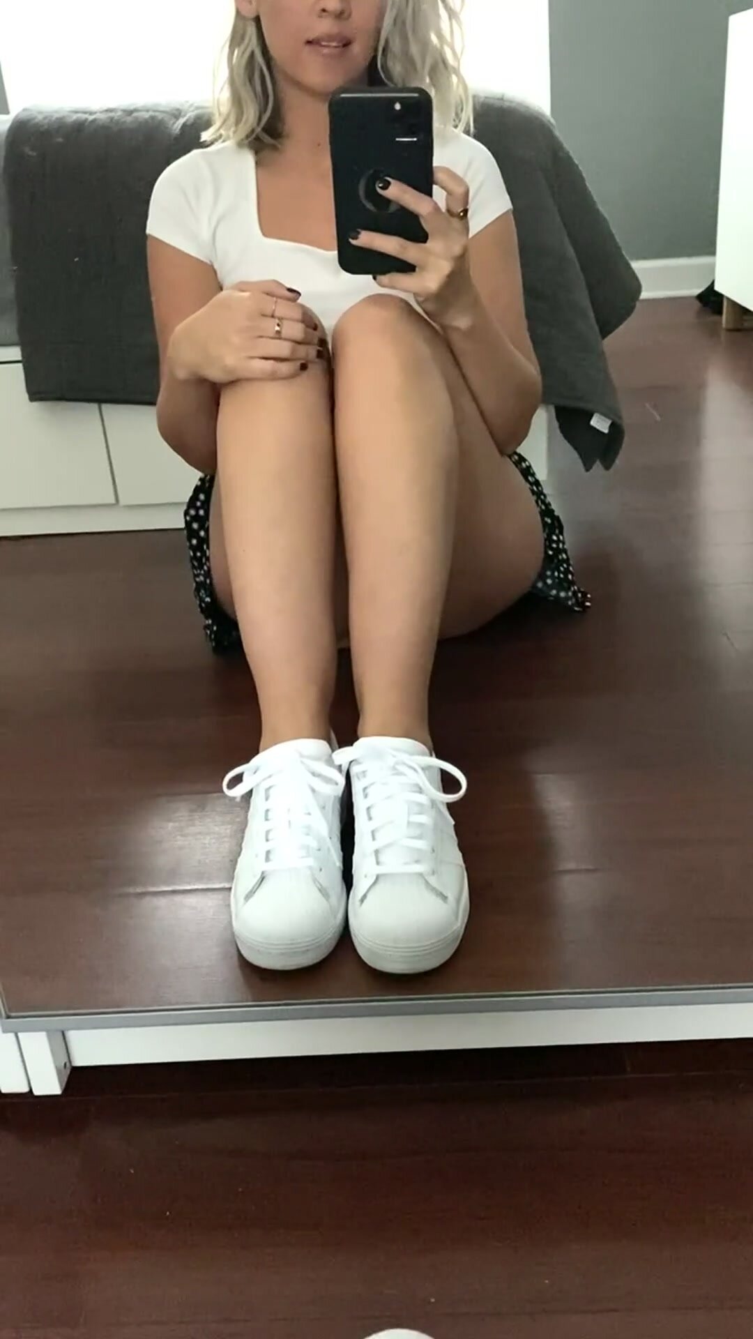 The thrill of knowing my skirt could be blown up showing off my pussy at any time is making me wet.