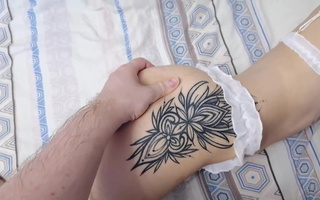 Morning angel in a wedding garter fuck