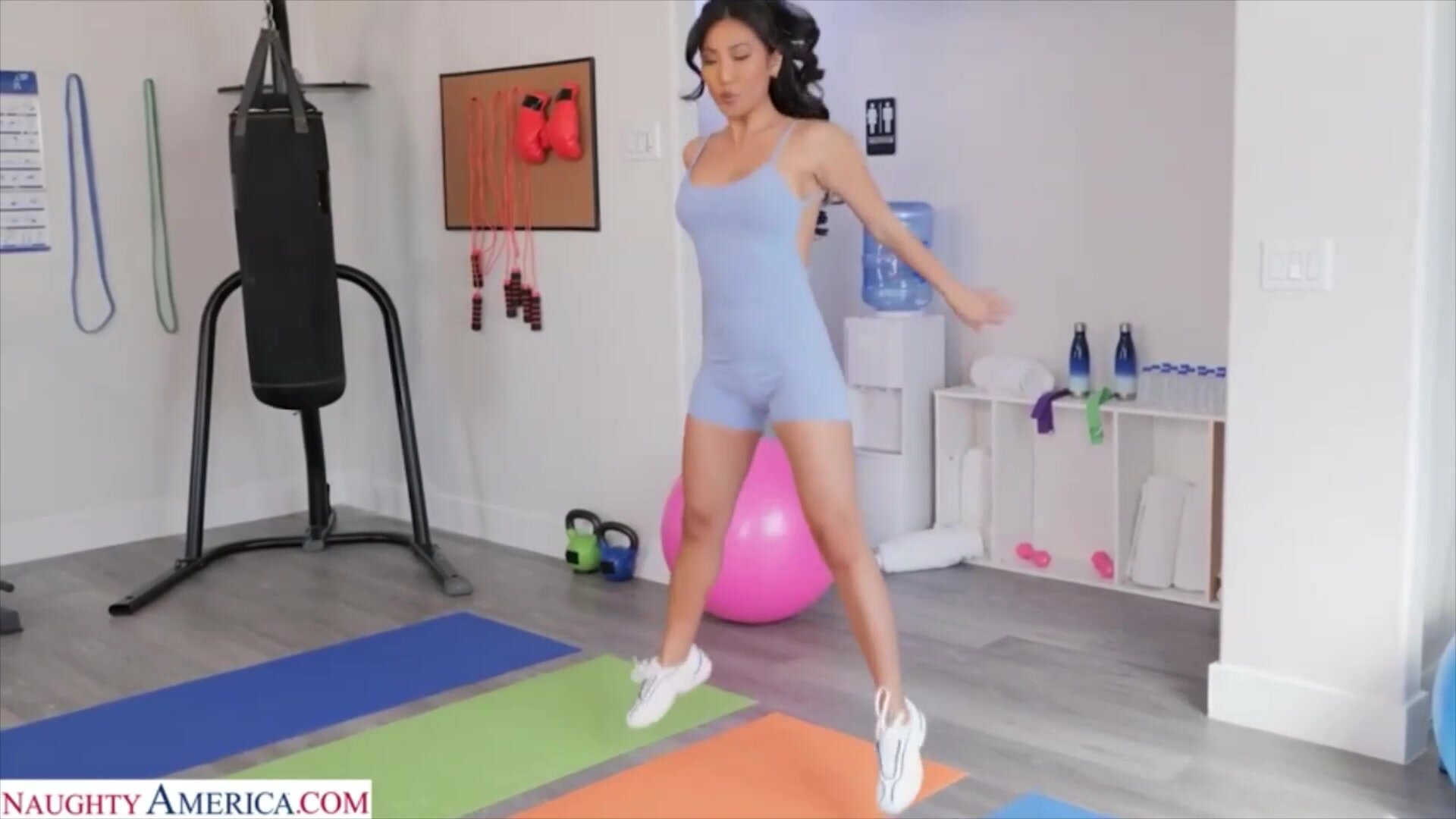 Jennie Rose - Asian Hottie Takes Big Dick While Recording Workout