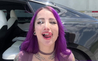 Slutty gothgirl was roughly fucked in Tesla