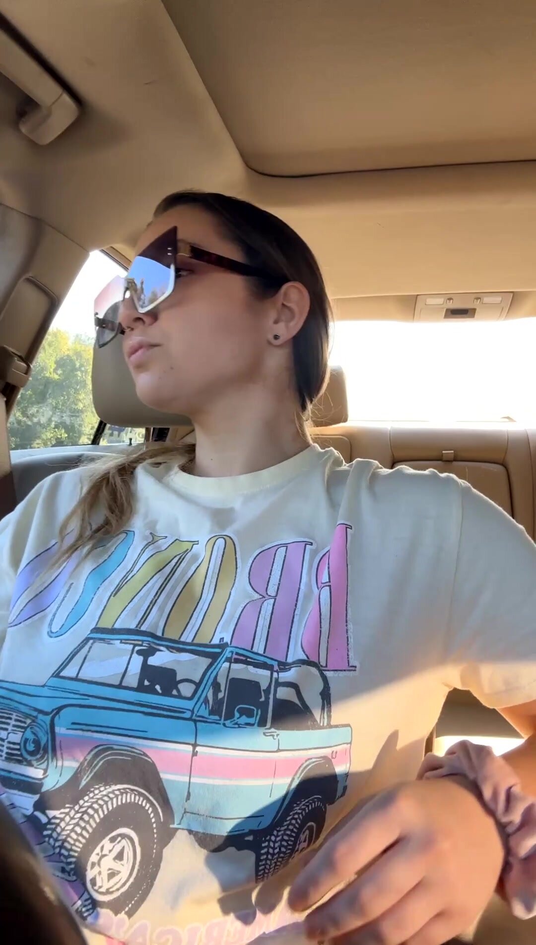 Tits out while driving cause I don't tust airbags lol