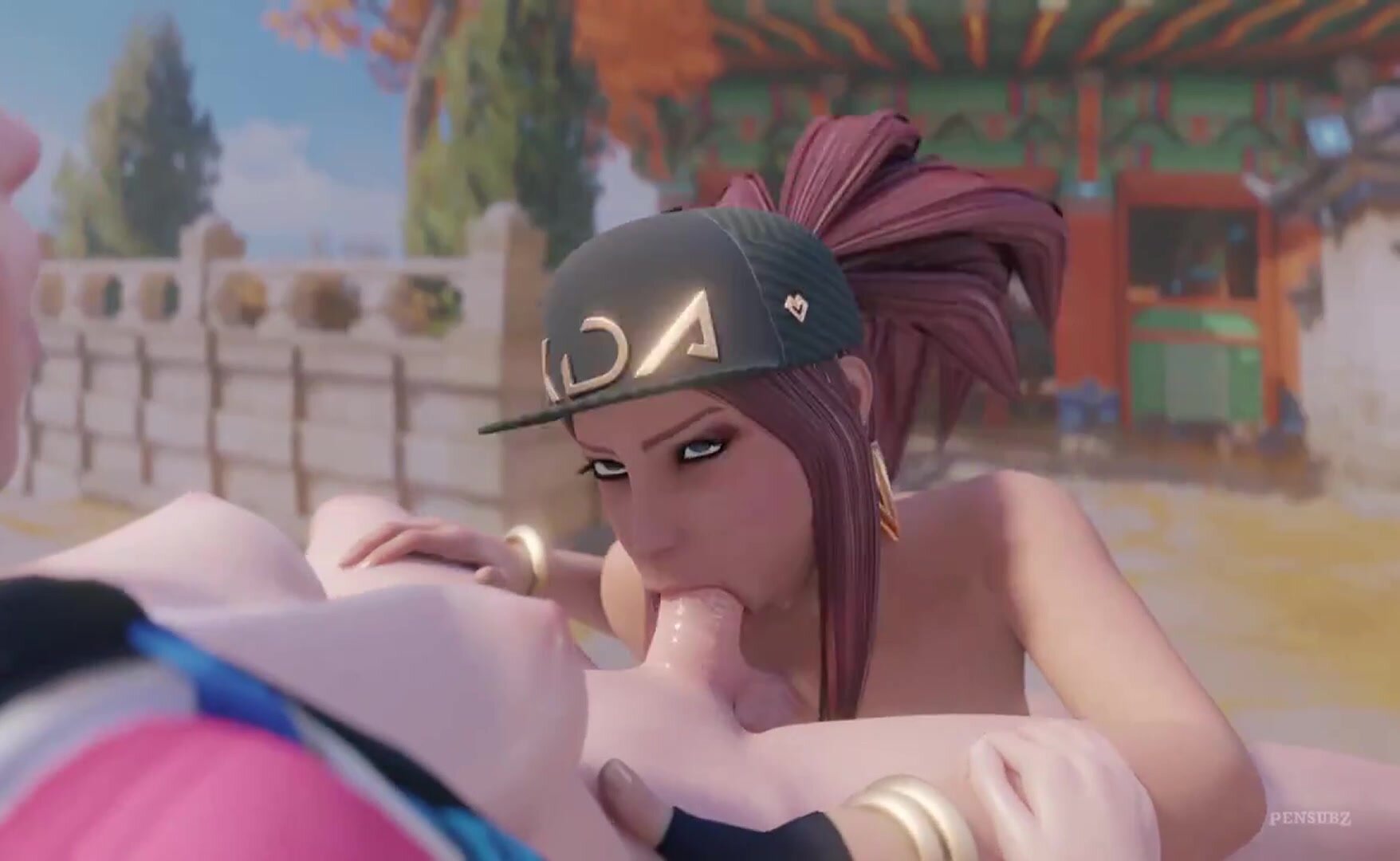 Deepthroating her huge load