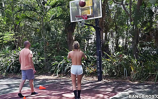 Frisky blonde chick Carter Cruise is sick at basketball and handling huge dicks