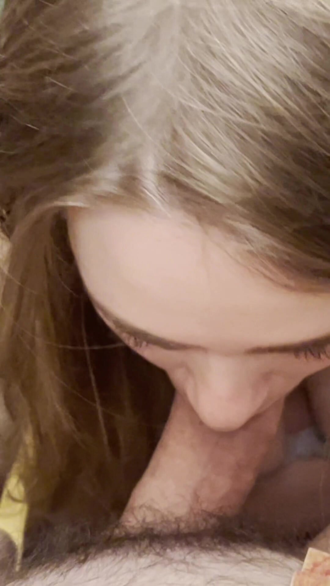 Wife on her knees cock in mouth