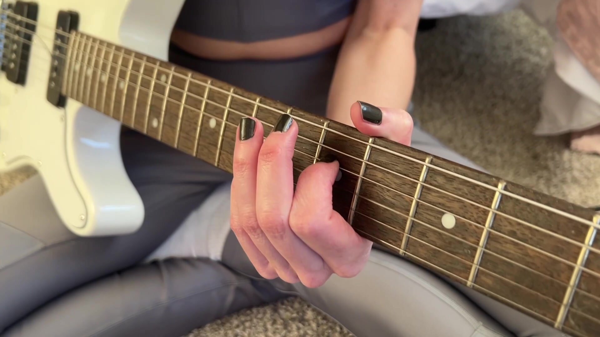 Strumming chords while he uses my mouth