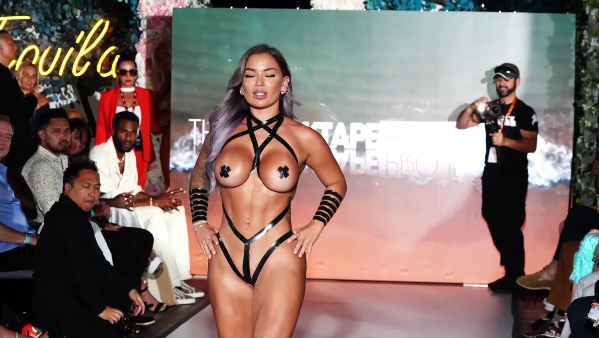 Black Tape model Hayley Davies makes step brother horny after her walk at a fashion week