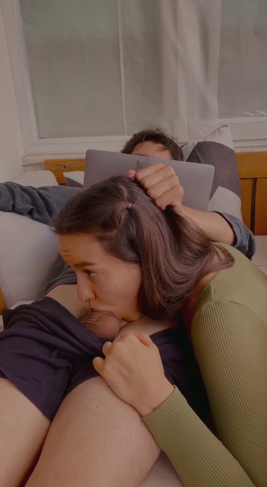 Making sure his balls are empty before the work