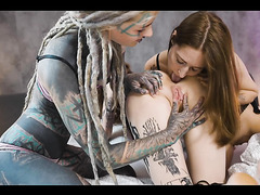Inked DP orgy with shaking orgasms and loud moans - Eden Ivy