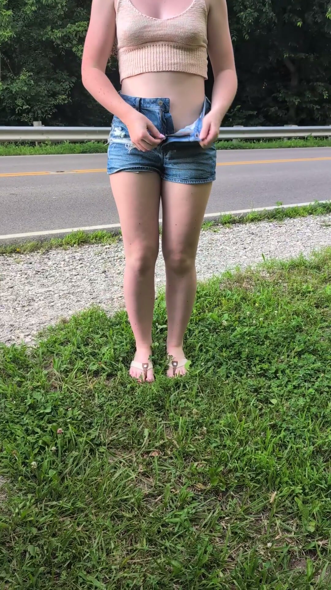 Stripping on the side of the road