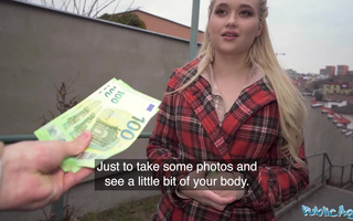 Charming blonde princess will fuck for money with hung public agent