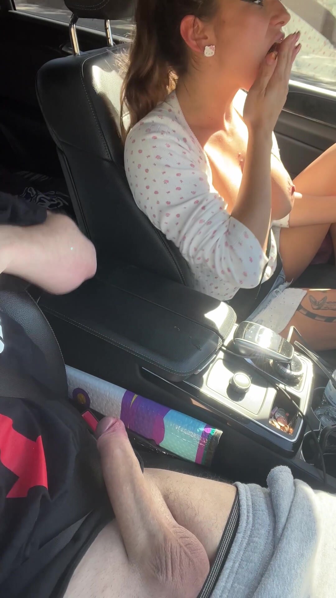 Step sis jerked me off in the car