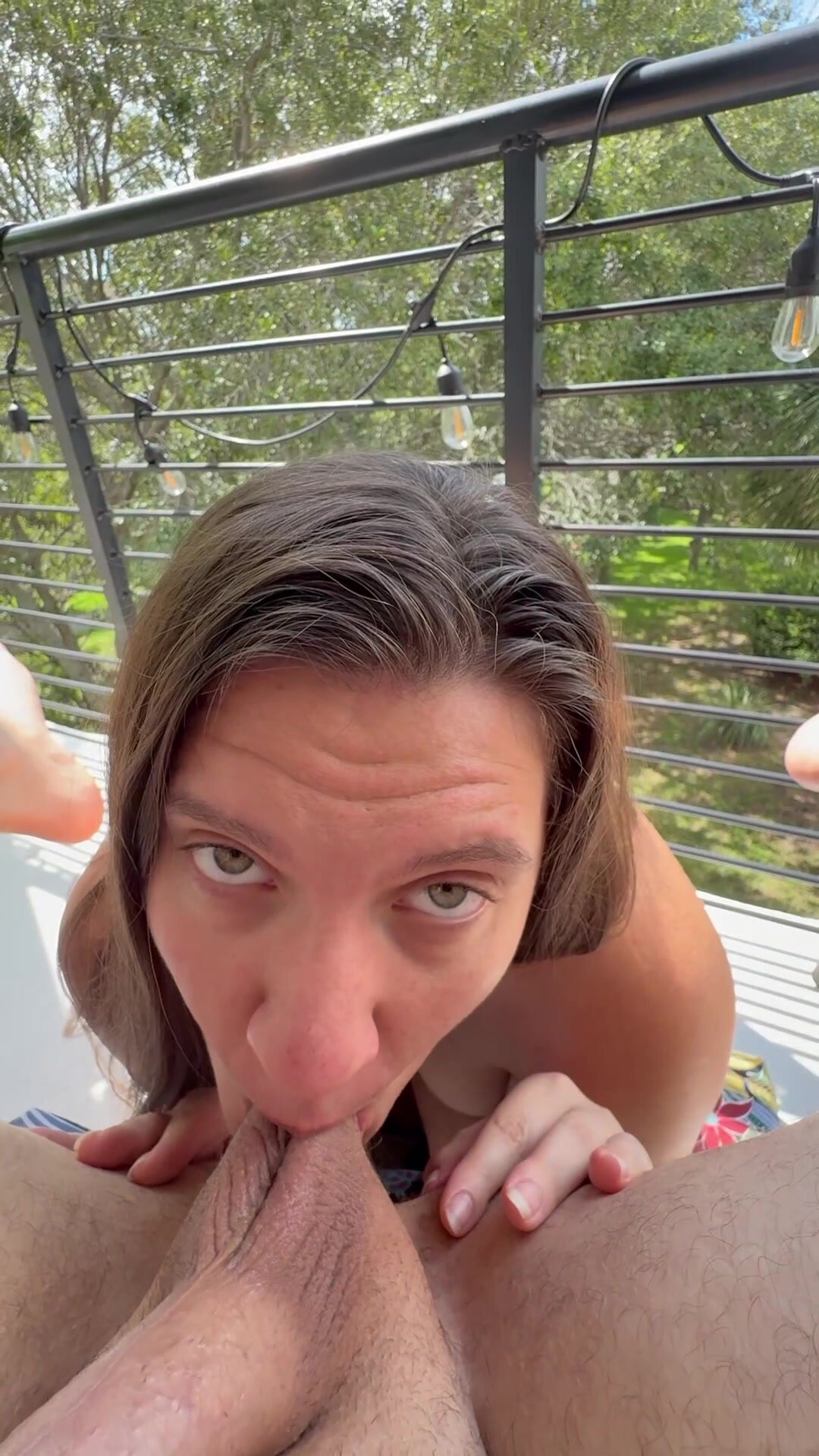 Worshiping him on the balcony