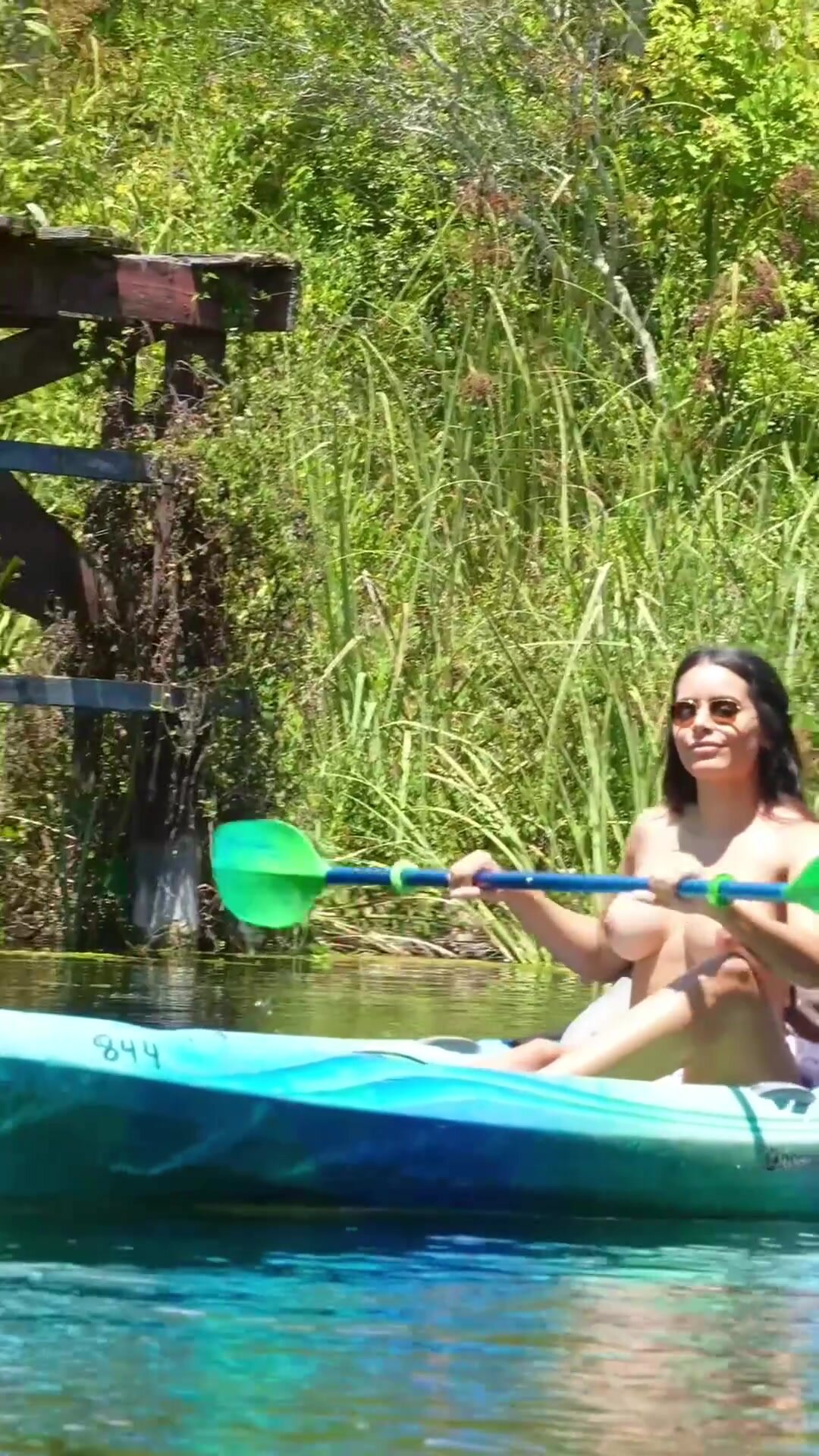 Topless kayaking