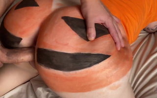 Busty Blonde Halloween Pumpkin Ass Fuck With Big Thick Cock