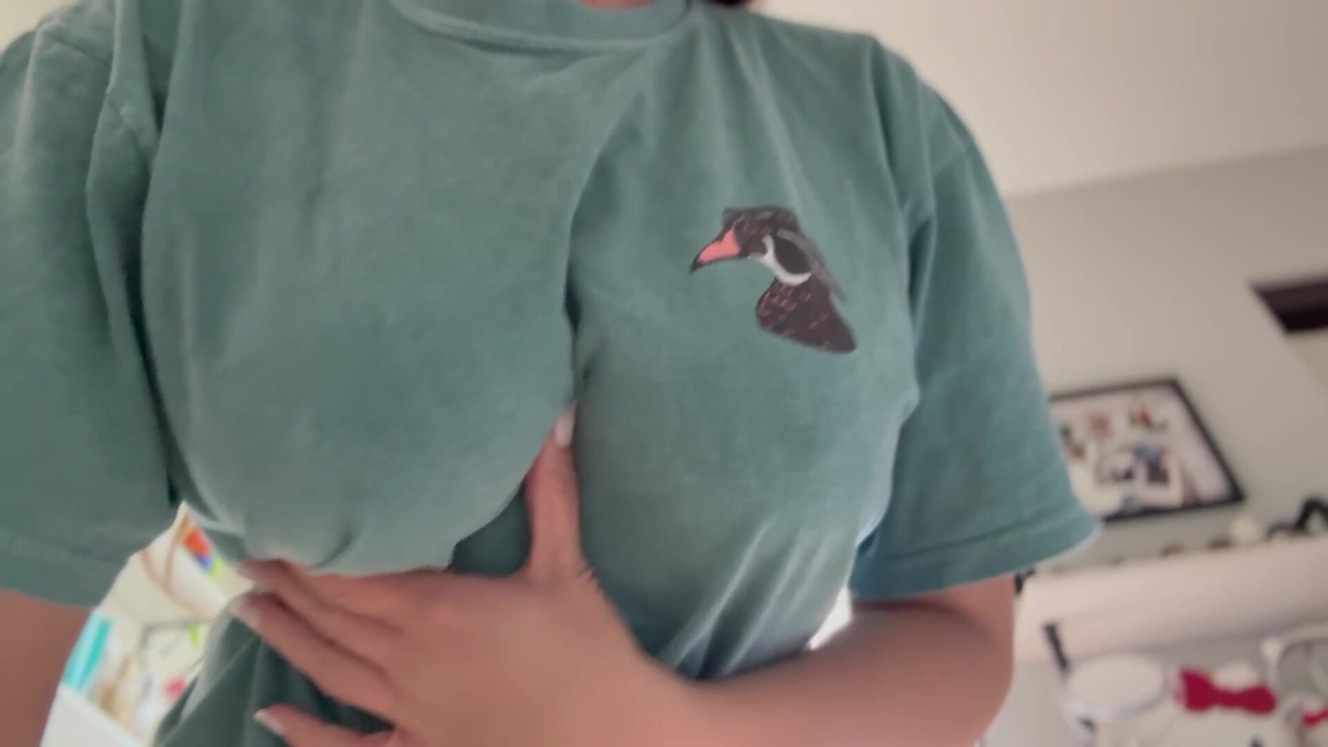 My tits look way better outside of this baggy T-shirt