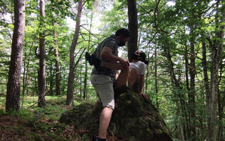 Sex in the forest with an Asian slut