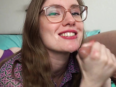 Girl in glasses gets fucked from behind and gets all hotwife-y