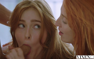 Sensual threesome fuck with cute teen babes Jia Lissa and Red Fox