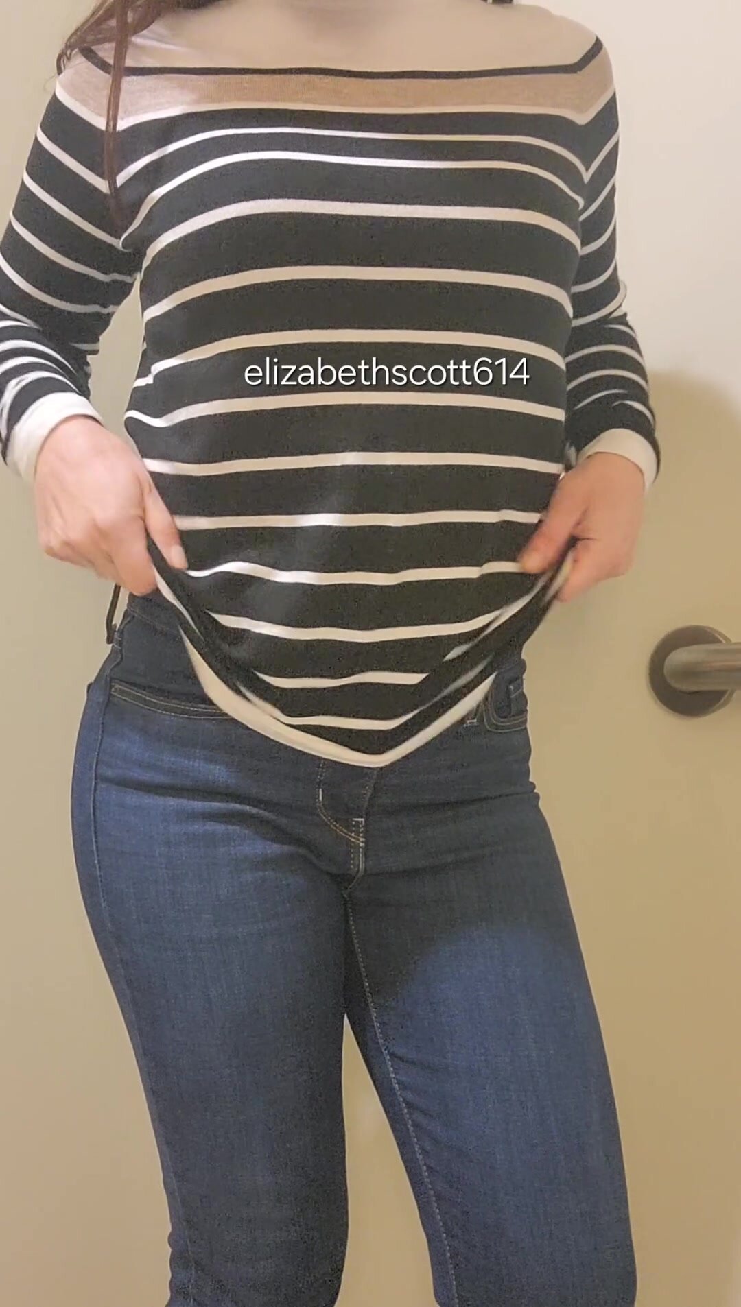 Celebrating Friday by flashing my tits in the staff bathroom.