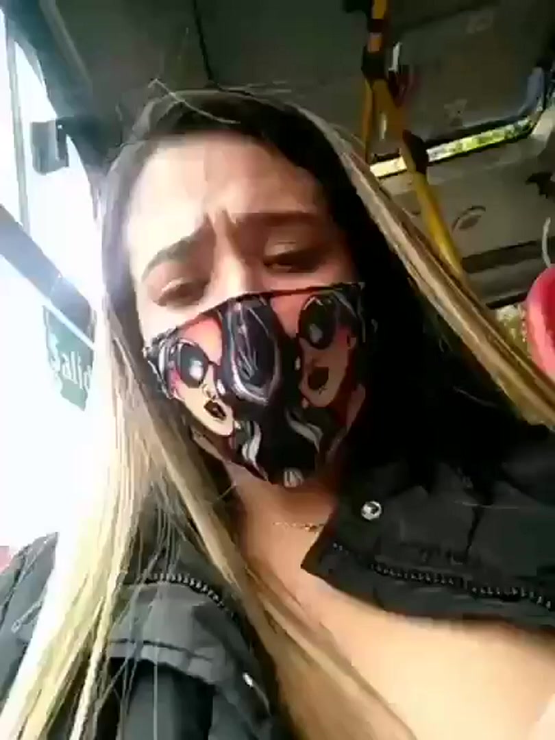 Hot girl fingering her pussy in the bus