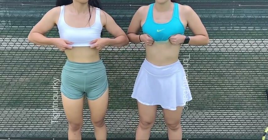My sis and I being naughty at tennis camp