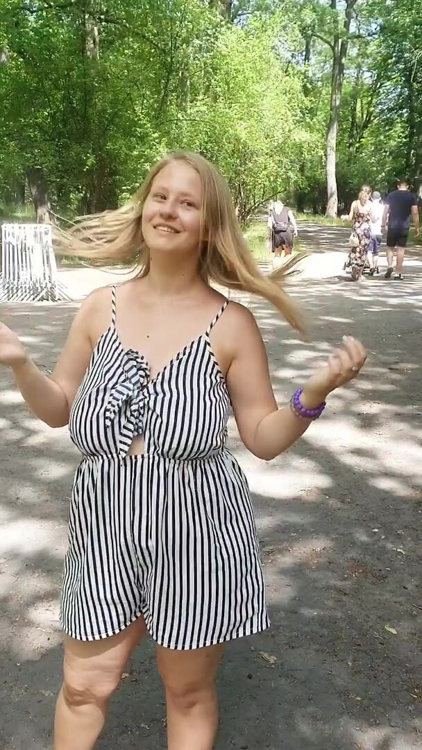 It's still a challenge. Showing boobs in such a crowded park. Kisses