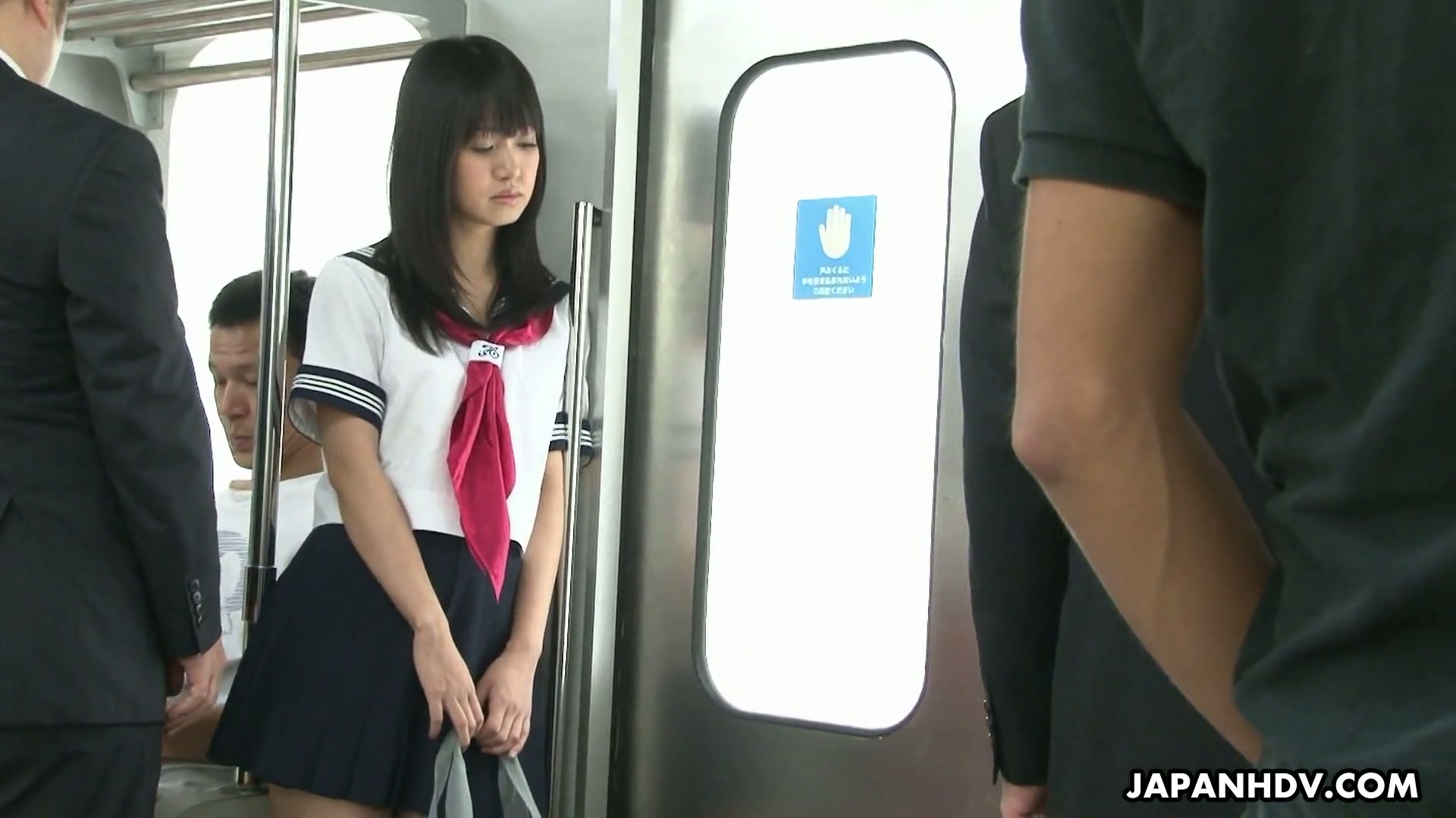 Jap college girl Yayoi Yoshino gets finger fucked by strangers in subway photo