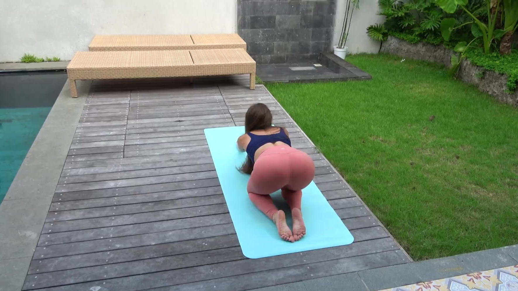 KrissKiss does yoga before blowing and riding her stepbro