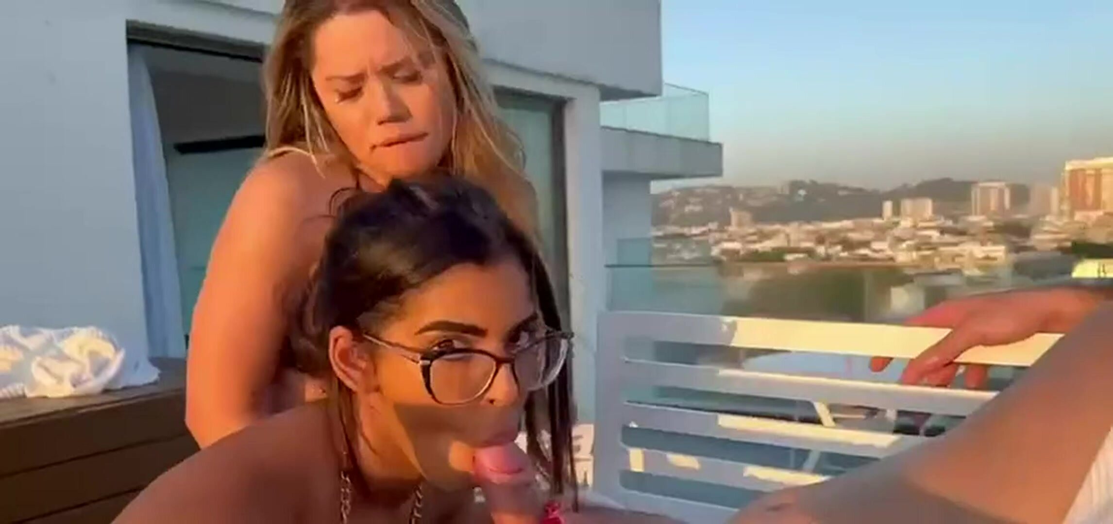 Hot threesome with my blond big ass friend and your big cock boyfriend.