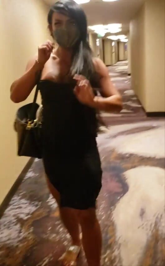 In Vegas flashing my pussy showing no panties for dinner Date