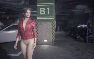 Claire Redfield walking around half naked