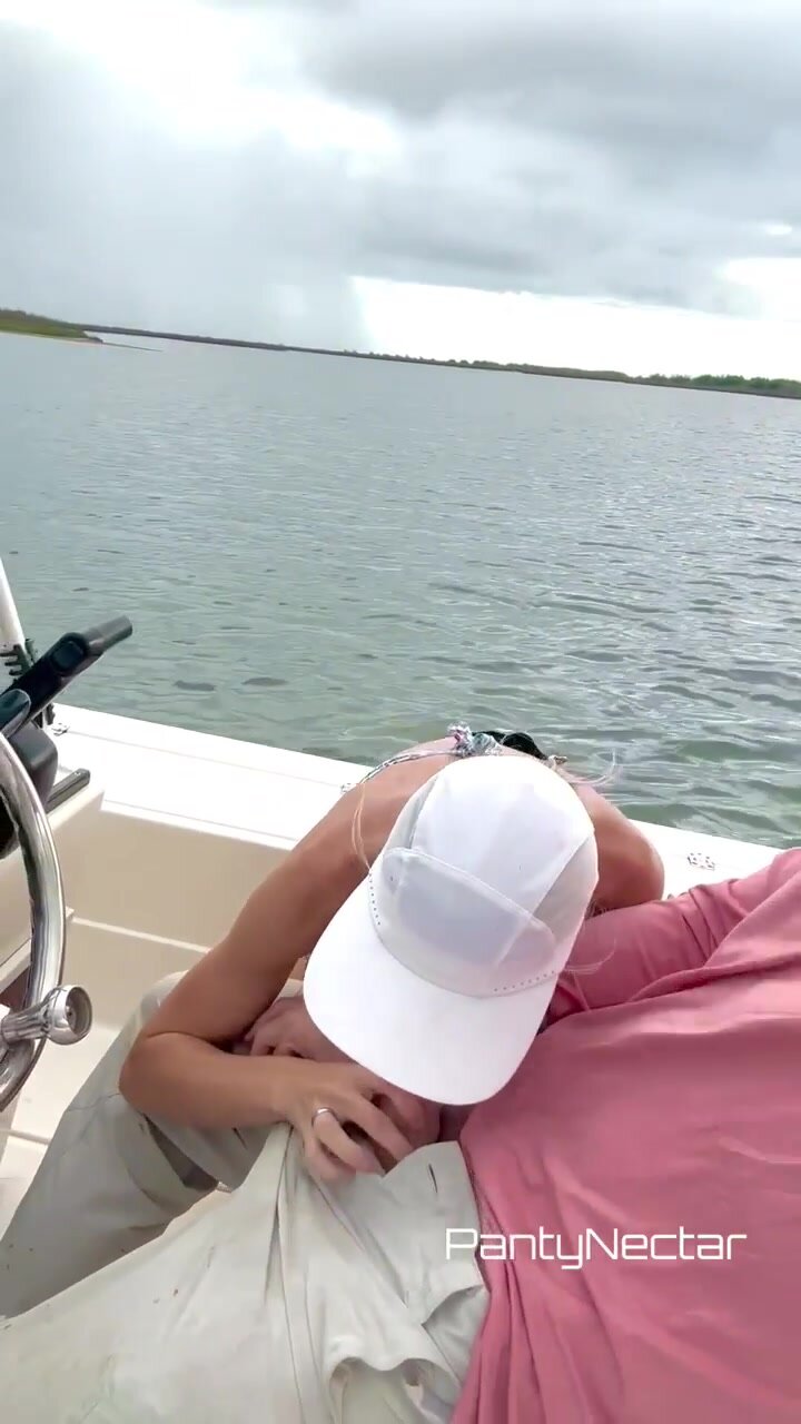 Pulled his dick out to suck on the boat