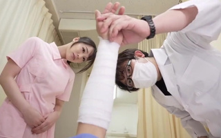 Japanese Nurse helps her patient to empty his balls in POV scene