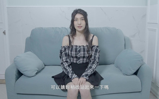 Chinese model shows big tits and fucks hard at the casting