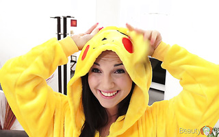 Kristy Black takes off Pikachu pajama and gets outrageously fucked